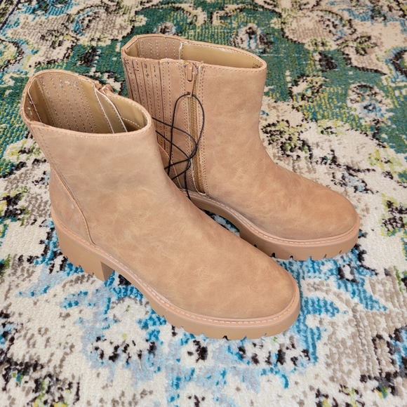 NWOB A.N.A Brown Taupe Zip Up Moto Combat Maria Cognac‎ Boot, Multiple Sizes - Picture 2 of 7